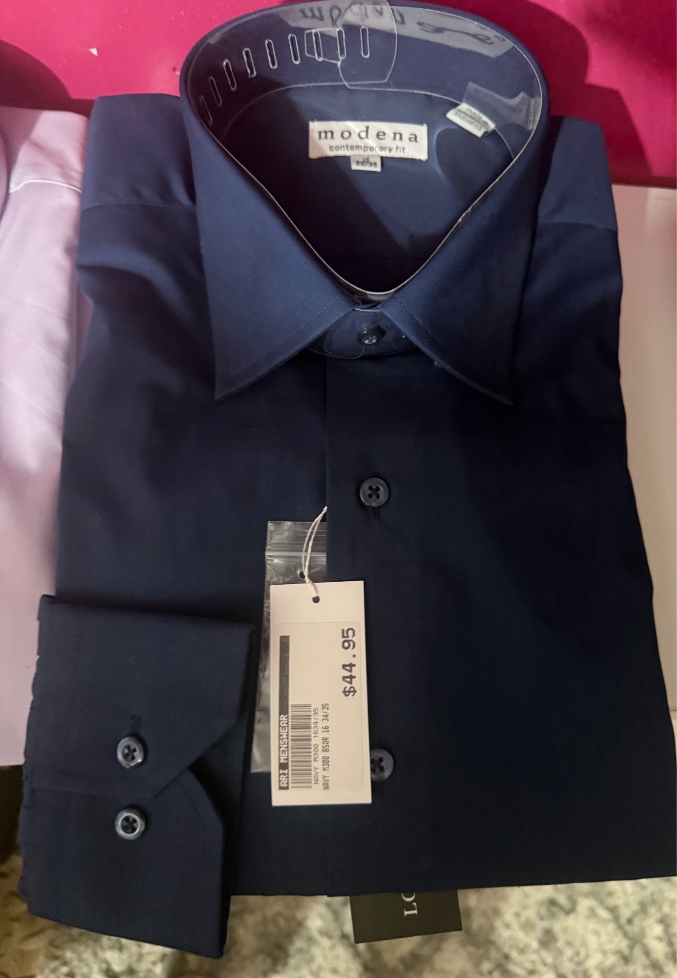 Modena Men’s Navy Dress Shirt - Contemporary Fit 16 34/35