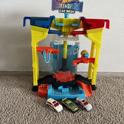 Hot Wheels Stunt And Splash Car Wash. Toys For Kids. Included 3 Cars With Color Shifters 
