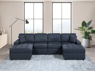 U Shape Sectional – Dark Blue Color