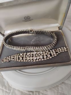 Vintage Rhinestone Necklace and Bracelet Set
