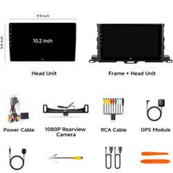 Car Stereo Radio Toyota Highlander 2014-2019, Wireless CarPlay Android Auto, 10.2 inch QLED Touch Screen, Bluetooth, 1080P Backup Camera, Head Units