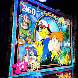 1999 Vintage 60 Piece Pokemon Puzzle MB Hasbro Ash and Pikachu Complete All Pcs