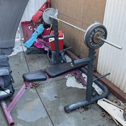 Adjustable weight bench and stand and weights