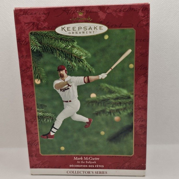 New Hallmark Mark McGwire At Ballpark 2000 Ornament Baseball Cardinals Series 5

Brand new, never displayed 

Box has light storage wear 

The Hallmar