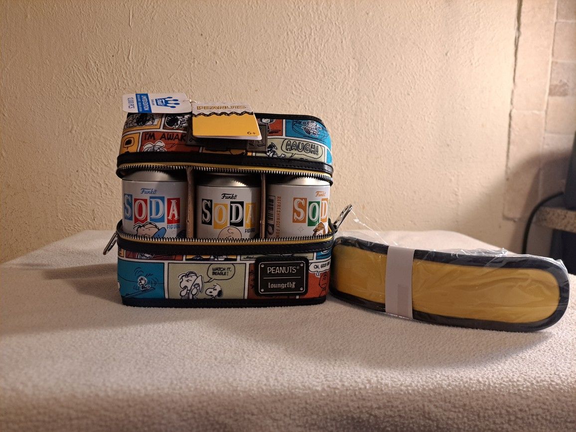 Peanut's Funko Soda 6 Pack (All 6 are COMMONS) with Loungefly Cooler Bag.