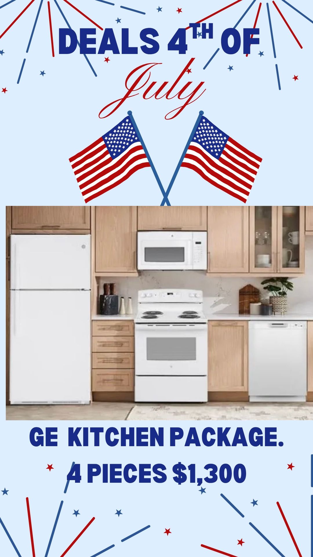 GE Kitchen Package 4 pieces Refrigerator Top Freezer, Stove , Dishwasher & Microwave Over the Range