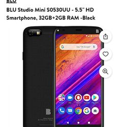 BLU Studio Mini S0530UU - 5.5" HD Smartphone, 32GB+2GB RAM -Black