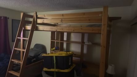 solid wood loft bed for Twin mattress