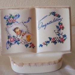 Vintage Plaque "CONGRATULATIONS" Planter By Royal Windsor, Spaulding 