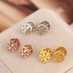 New?Tory Burch Gold Logo Miller Stud Earrings