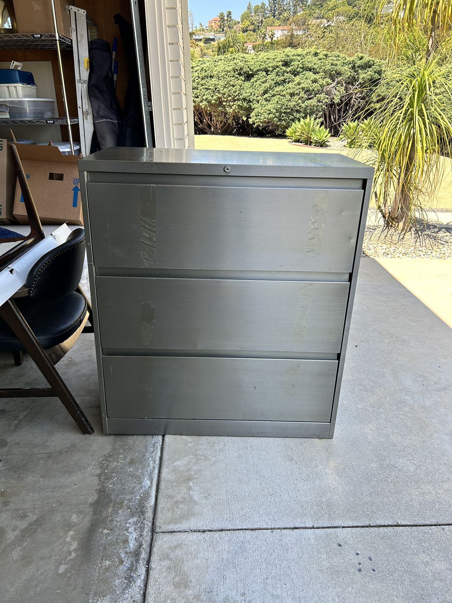 Brushed Metal Filing Cabinet With Lock 