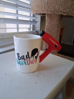 Bad Hair Day Ceramic Mug with Hair Dryer Handle