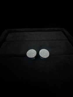 Solid 925 Sterling Silver 0.25 CTW Natural Diamond Pavé 9.5mm Round Disc Stud Earrings
