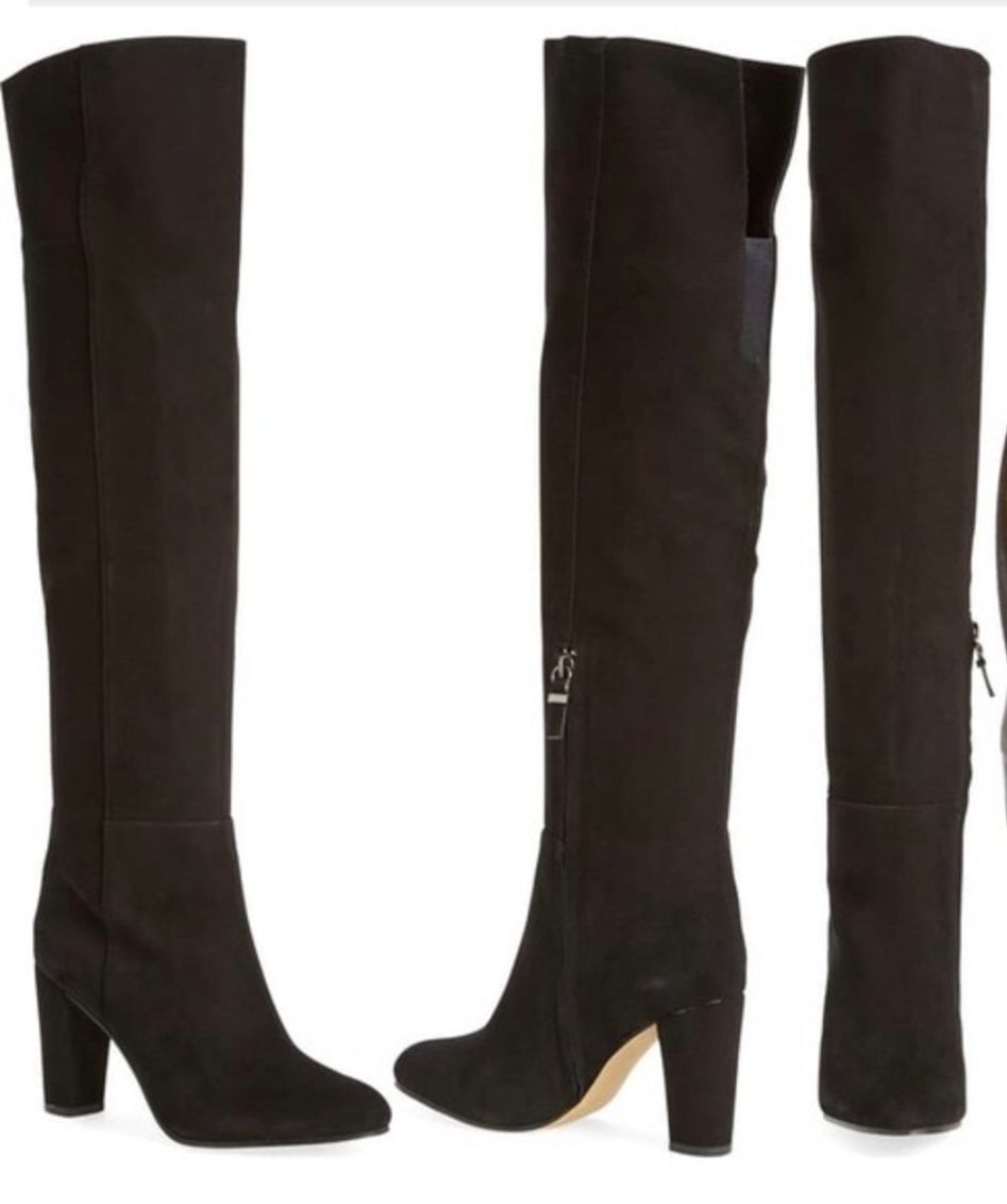 Halogen Suede Black Thigh High Boots Size 8.5