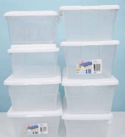 8 Sterilite 6 Quart Clear Plastic Storage Bins with Lids (small)