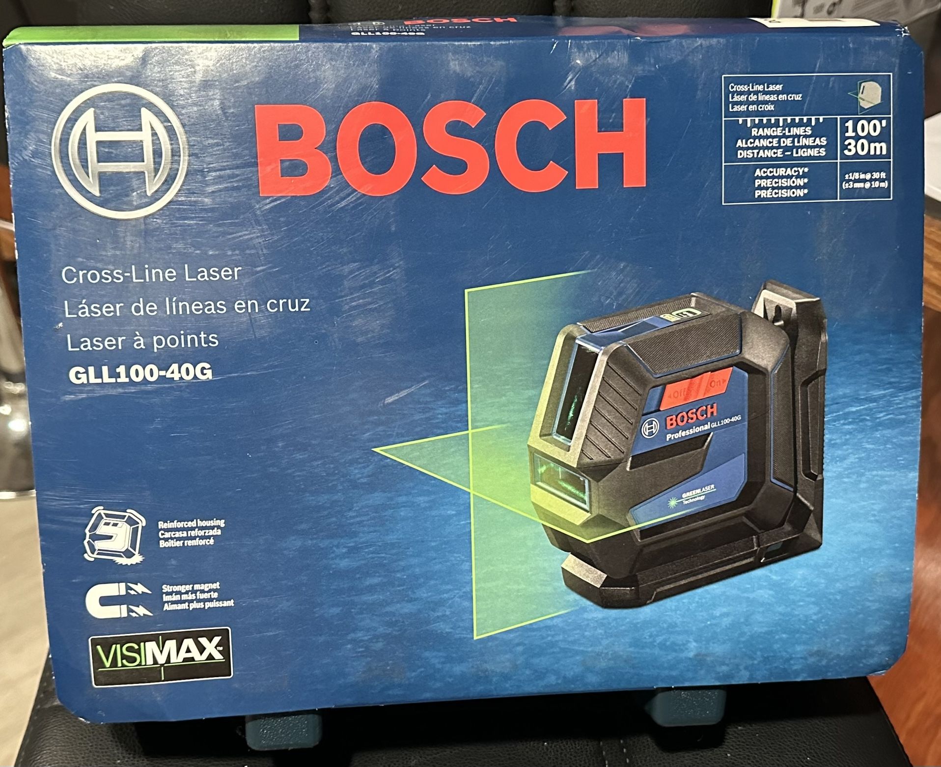 Bosch 100 ft. Green Laser Level Self Leveling with VisiMax Technology, Adjustable L-Bracket Mount and Hard Carrying Case