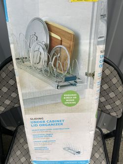 NEW REAL SIMPLE SOLUTIONS SLIDING UNDER CABINET LID ORGANIZER STORAGE RACK