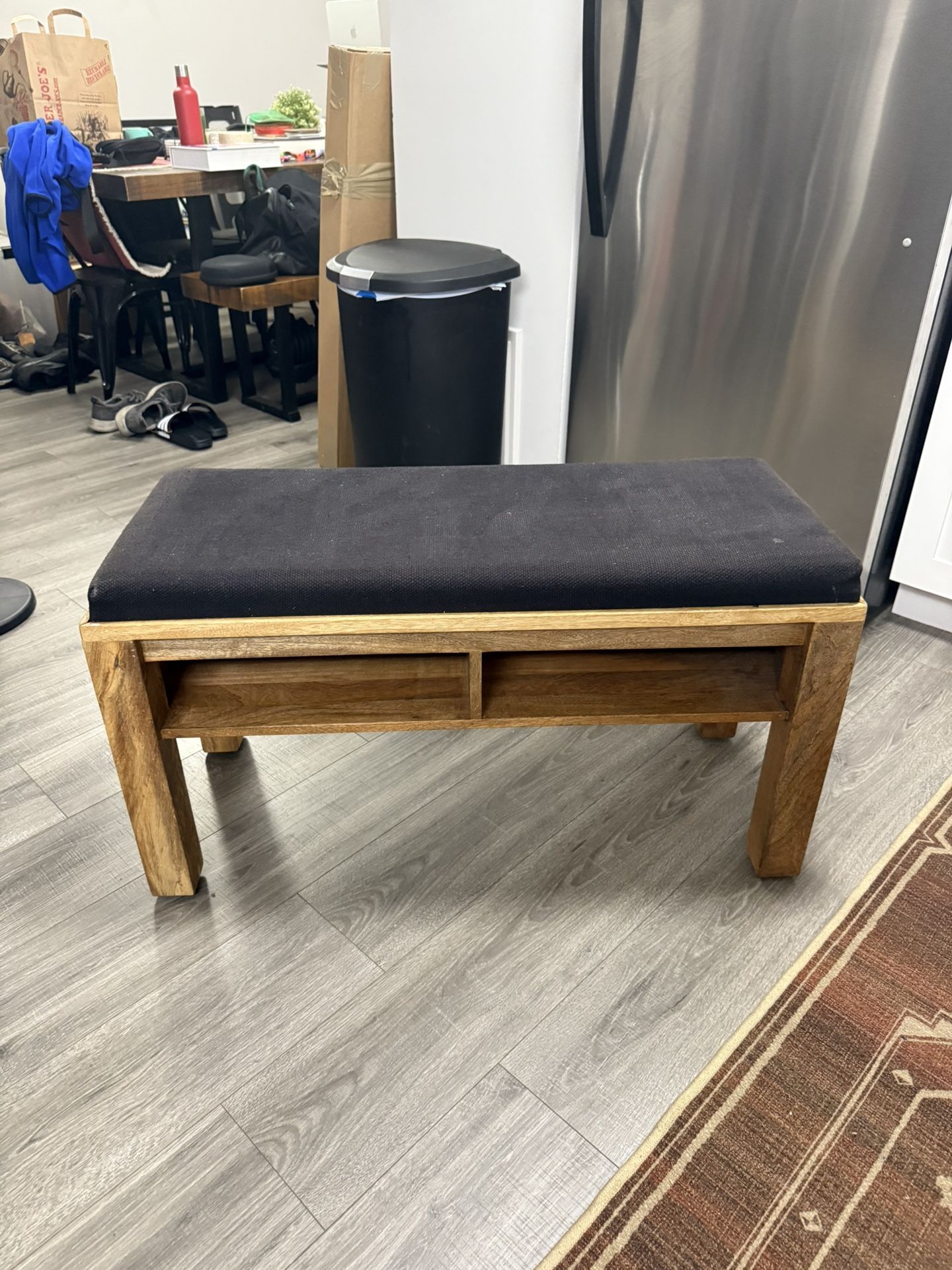 Wood And Upholstered Entryway Bench With Storage