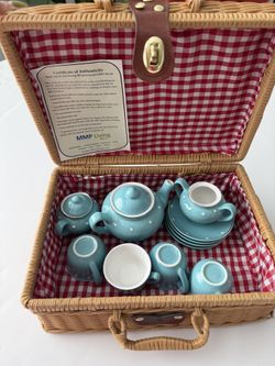 MMP Living PLAY Porcelain Children’s Tea Set – Complete with Basket