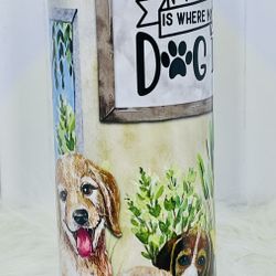 Life Is Better With Dogs, Plants, Garden, Plant Lady, Dog Lover Handmade Tumbler 
