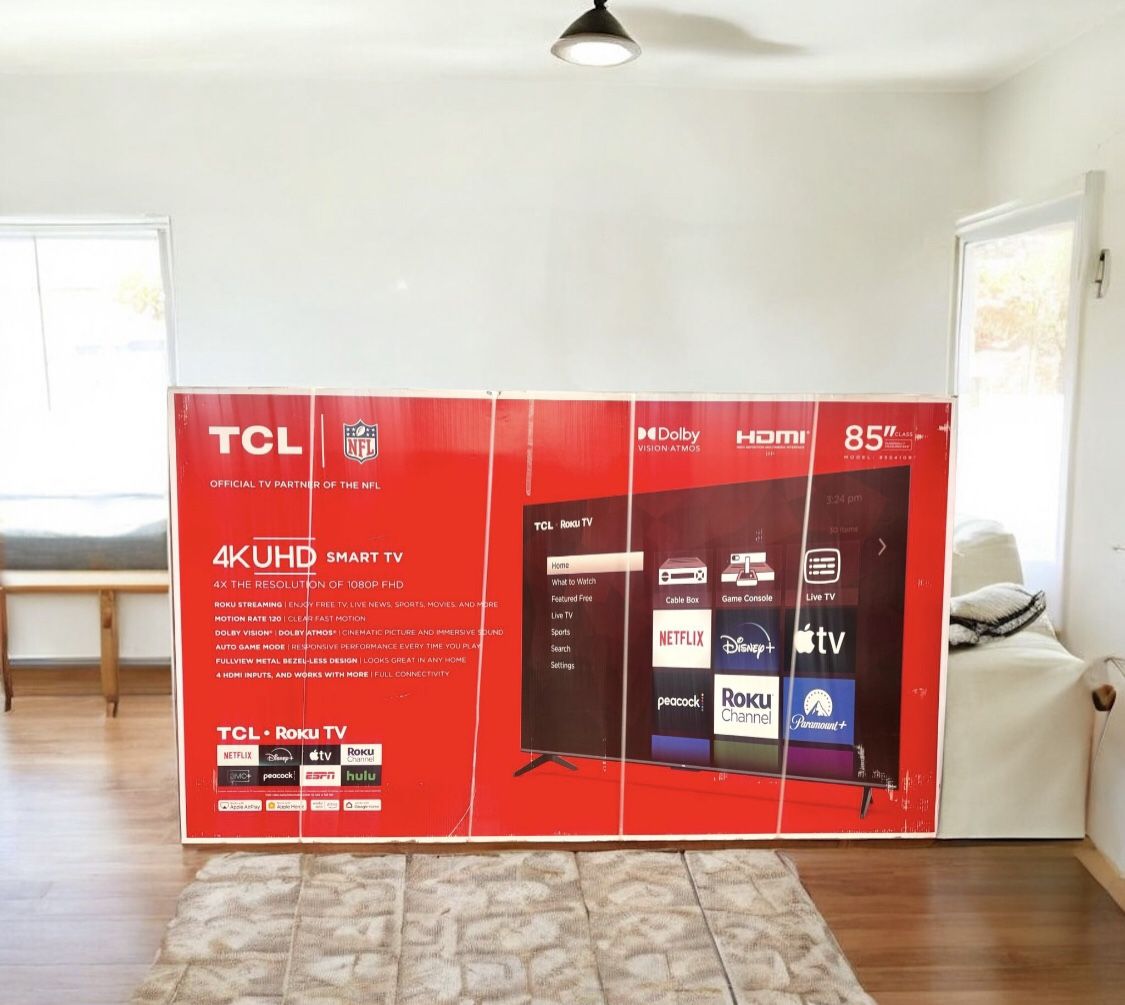 HD365 85” TCL smart 4k Roku led tv
