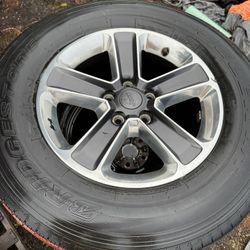 5Jeep Rims And Tires  four rims and tires use and one full-size spare brand new never use on the rim five matching rims and tires