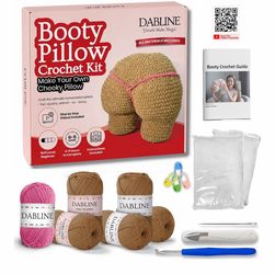 New. Dabline Crochet Pillow Kit for Beginners – Easy DIY Crochet Starter Kit with Pre-Started Yarn & Step-by-Step Video Tutorials – Learn to Crochet K