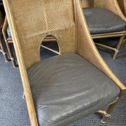 6 Baker McGuire Wicker Cane Rattan Bamboo Dining Chairs 