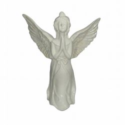 Vintage Glazed Porcelain Praying Angel of Light Tapered Candle Holder- Ganz 1996