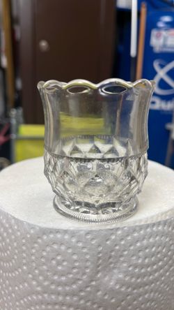 EAPG Thompson Glass Co Truncated Cube No. 77 Clear Glass Toothpick Holder 1894"
