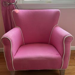 Pottery Barn Kids Charlie Mini Wingback Chair- Bright Pink Twill With White Piping 