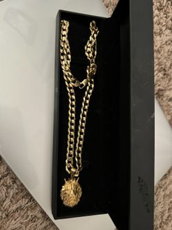 14k necklace and , lion pendant