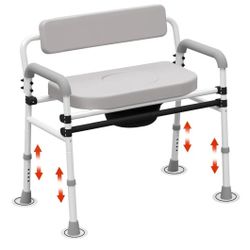 New Super Wide & Secure Commode Toilet Chair - Versatile 4-in-1 Design Including Bedside commodes for Seniors, Adult Potty Chair for Adults and Detach