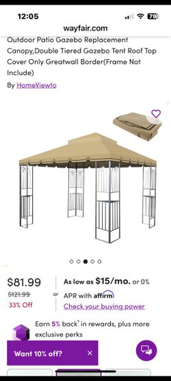 Outdoor Patio Gazebo Replacement

Canopy, Double Tiered Gazebo Tent Roof Top Cover Only Greatwall Border(Frame Not Include)