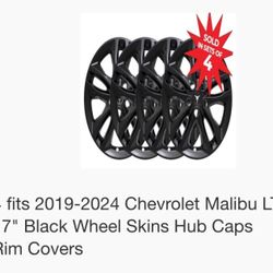Chevy Malibu 2019-24 Black Semi Gloss Rim Skins Brand New!