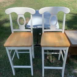 2 White Counter Height Chairs 