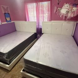 2 Full Size Bed Frame With 2 Mattress Set.  All New Furniture And Free Delivery 