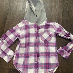 Girls Plaid Hoodie Flannel Shirt Size 7/8 By Roxy #3
