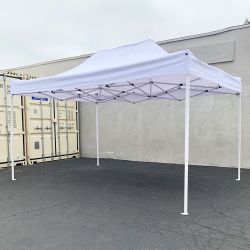 New $145 Heavy-Duty 10x15 FT Outdoor Ez Pop Up Canopy Party Tent Instant Shades w/ Carry Bag (White, Blue)