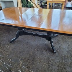 Oak Dining Table/Double Butterfly Leafs/Extension/Rustic/large/long/Black/Farmhouse/Country/Distressed/Shabby/Rare/Pedestal/Stretch/conversion/Clean/8