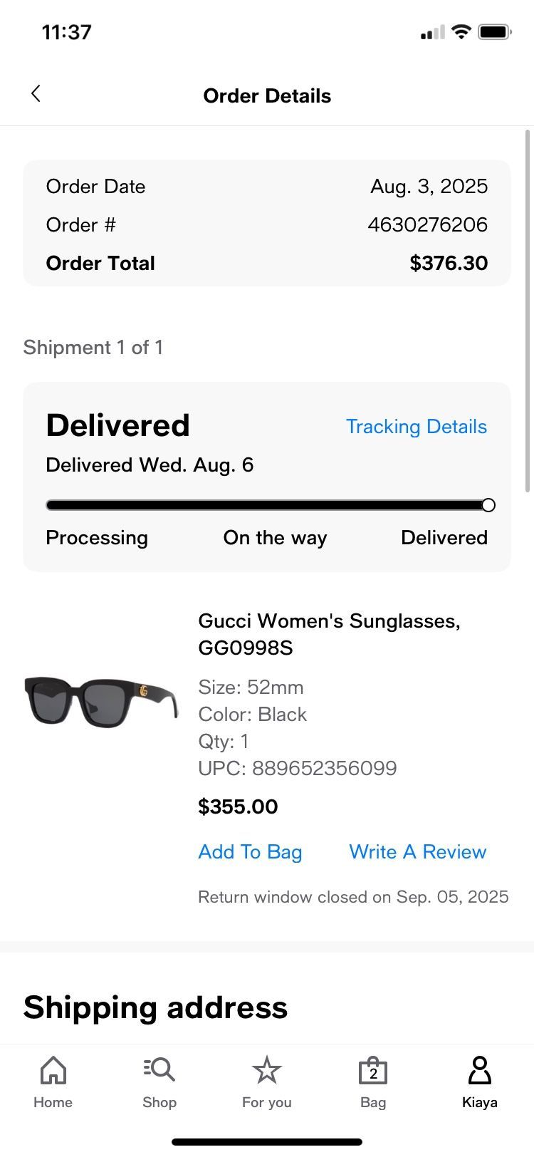 Gucci Sunglasses (Black)