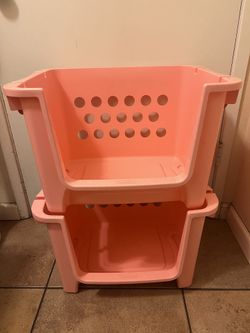 Sterilite Pink Stackable Toy Storage