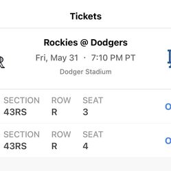 2 Dodger tickets FRIDAY MAY 31st. 
