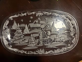 Winter scene/ Christmas glass platter