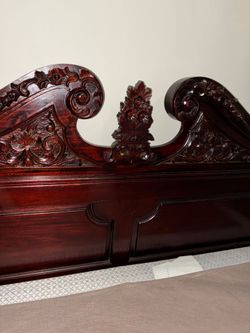 Ornate Carved Wood Bed Frame