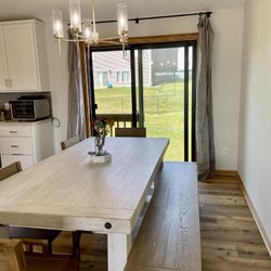 Pottery Barn Benchwright Dining Table & Bench 86” - 122”