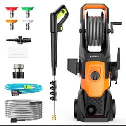 KASRECH 4500 PSI Electric Pressure Washer – 4 Nozzles, Self-Suction Hose, Multi-Scene Cleaning
