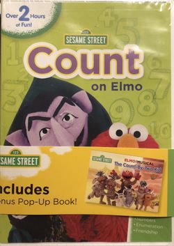 Sesame Street - Count On Elmo, DVD With Bonus Pop Up Book, NEW