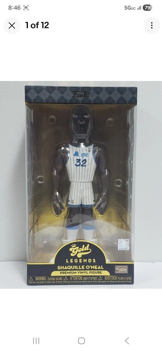 FUNKO GOLD LEGENDS. NBA HARDWOOD CLASSICS.  ORLANDO MAGICS 🎩 SHAQUILLE O'NEAL . LARGE SIZE 12 " PREMIUM VINYL FIGURE. 