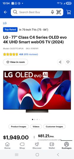 LG TV 77 Inch OLED 4K UHD + Govee LED Strip Light